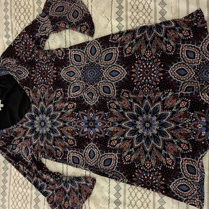 Laura Bohemian Patterned Dress with Bell Sleeves US16